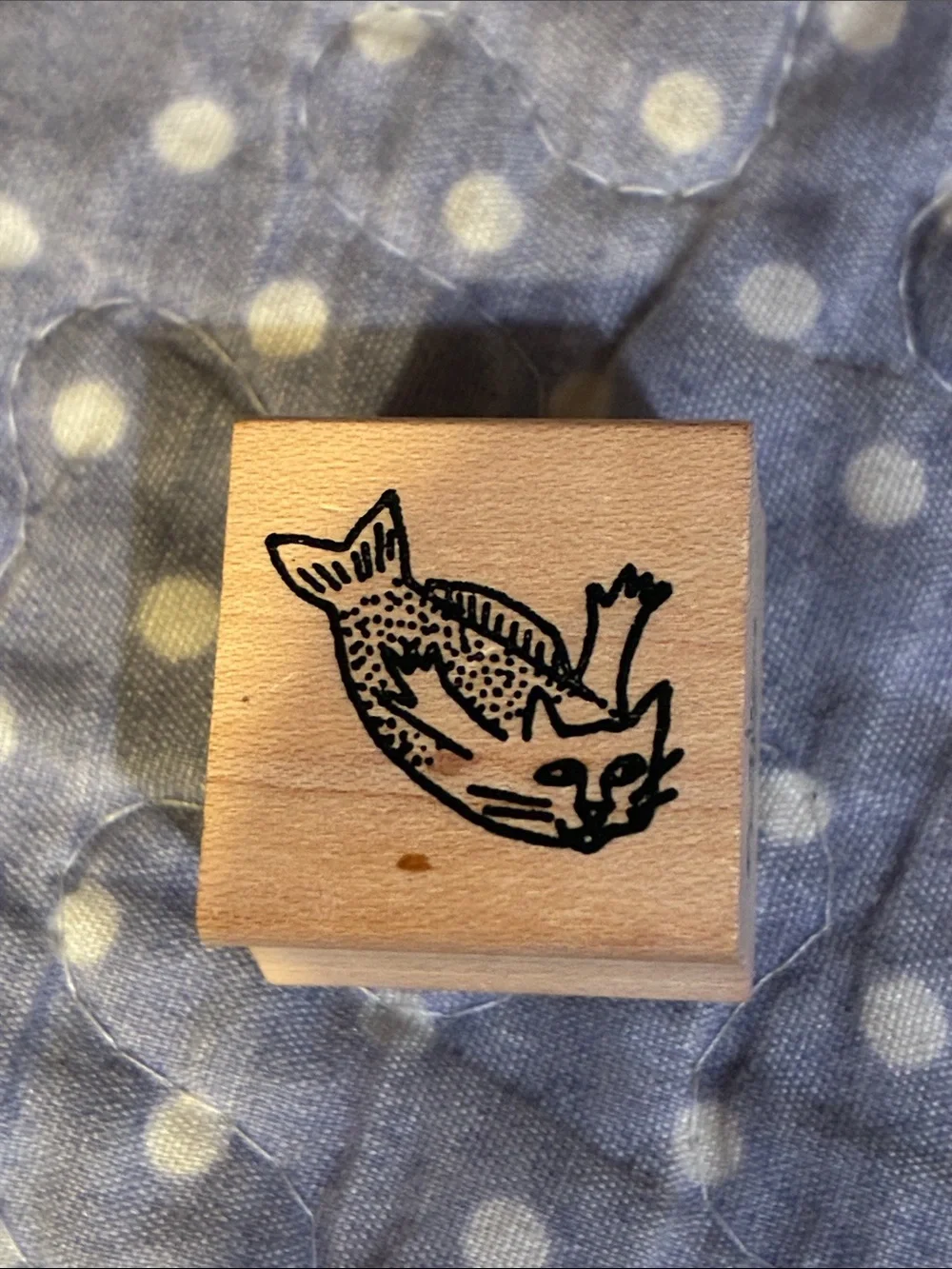 Wood Block Cat Stamps set of 4 - Claudia Rose, Stamp Happy, Fruit Basket Upset